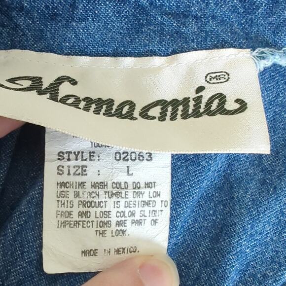 Vintage 80s Denim Blue Womens Jumpsuit Western Cowgirl Button Front Size Large - Picture 8 of 9